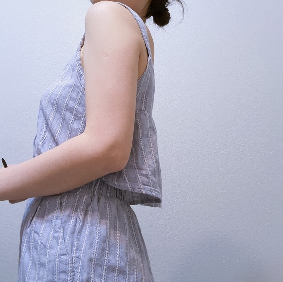 Strappy Pastel Blue Stripe Mini Romper - Picture 8 of 10